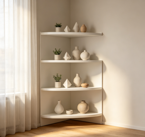 Modern White Minimalist Corner Shelf